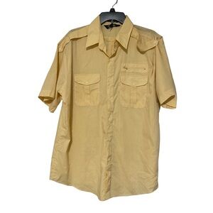 Vintage 1970s Yellow Short Sleeve Button Down Townsley Deadstock Fishing Top XL